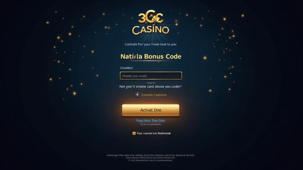 Anmeldung mit Bonuscode-Feld und Aktivierungsanzeige im Casino-Design