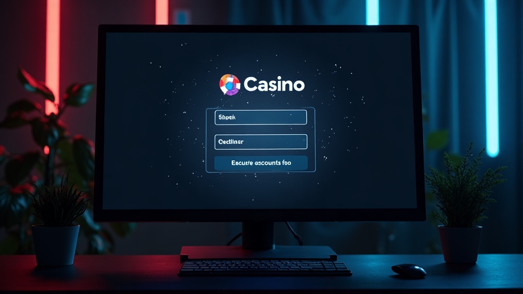 Spieler meldet sich an einem Desktop sicher im Casino-Konto an