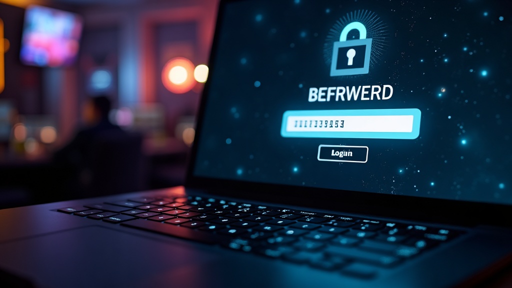 Sicherer Desktop-Login vor einem Casino-Konto mit dunkler, moderner Atmosphäre