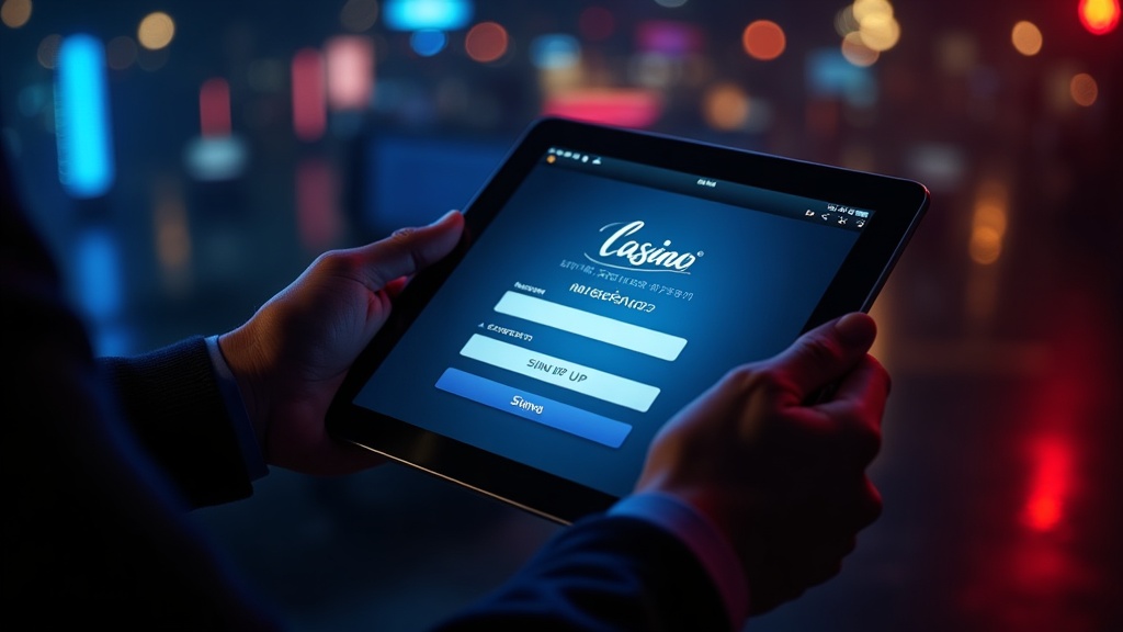 Registrierungsformular für ein neues Casino-Konto im dunklen Neon-Look